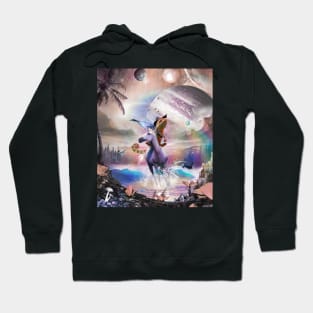 Cowboy Chameleon Lizard Riding Unicorn Beach Space Cute Hoodie